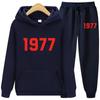 1977 Hoodie Two-Piece Sets Hoodie Set Men and Women Fashion Brand High Street Loose Fleece Autumn Winter Warm Hoodies+Pants Set