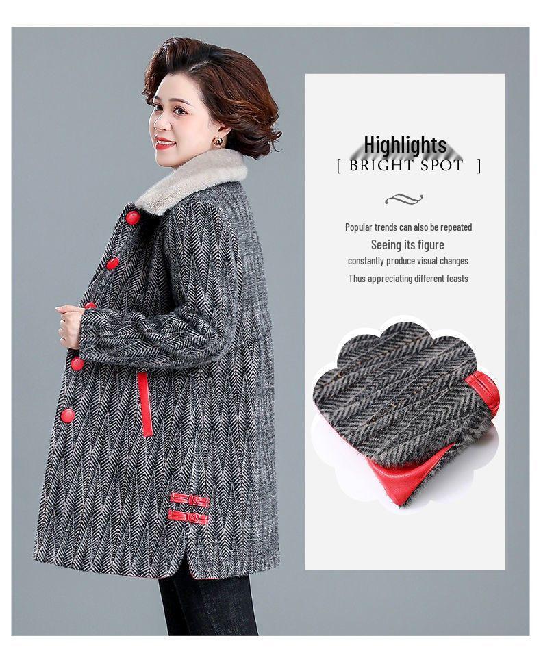 Abrigo de Lana de Invierno de Largo Medio para Mujeres de Mediana Edad