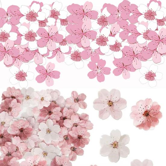 Edible Paper Flower Cake Decorations Cherry Sakura Dessert Cake Toppers Weddings Birthday Party Cake Accessories