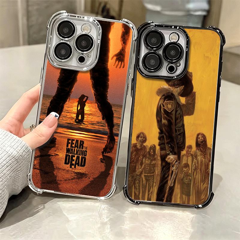 The Walking Deads Plating Phone Case For Iphone 16 17 Pro Max Air 16E 14 15 Plus 12 13 Mini Anti-Fall Airabag Cover