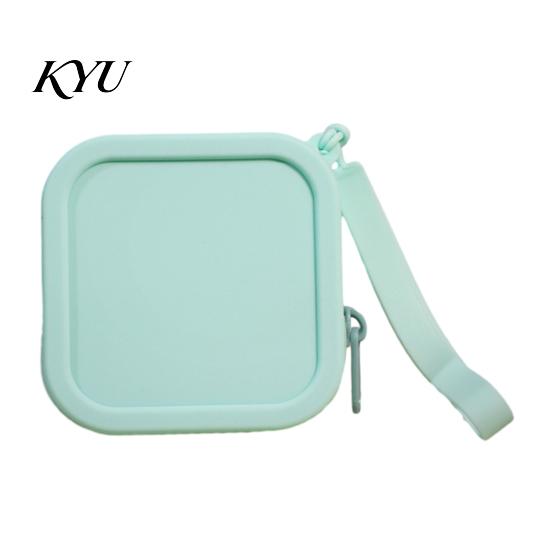 Soft Silicone Key Organizer Coin Pouch with Zipper And Wrist Strap, Square Shockproof Mini Change Holder Storage Bag, Lightweight Compact Purse