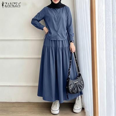 Blouse à manches longues pour femmes et jupes longues Ensembles décontractés deux pièces