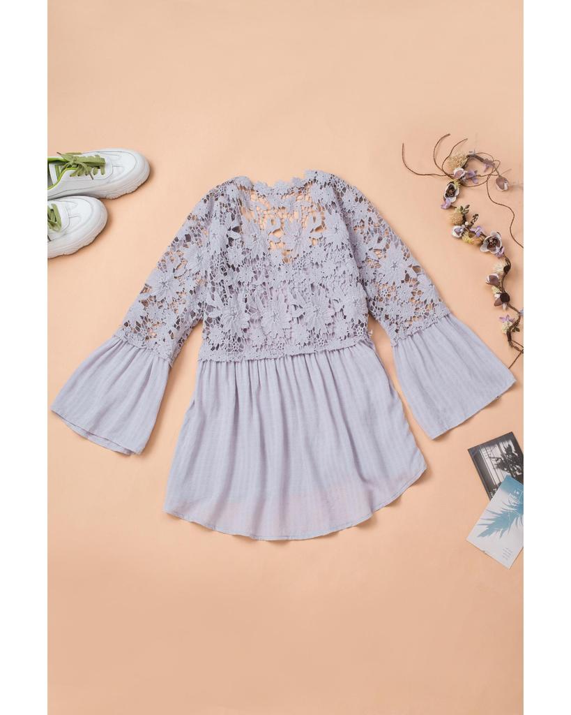 Azura Exchange Button Crochet Lace Top
