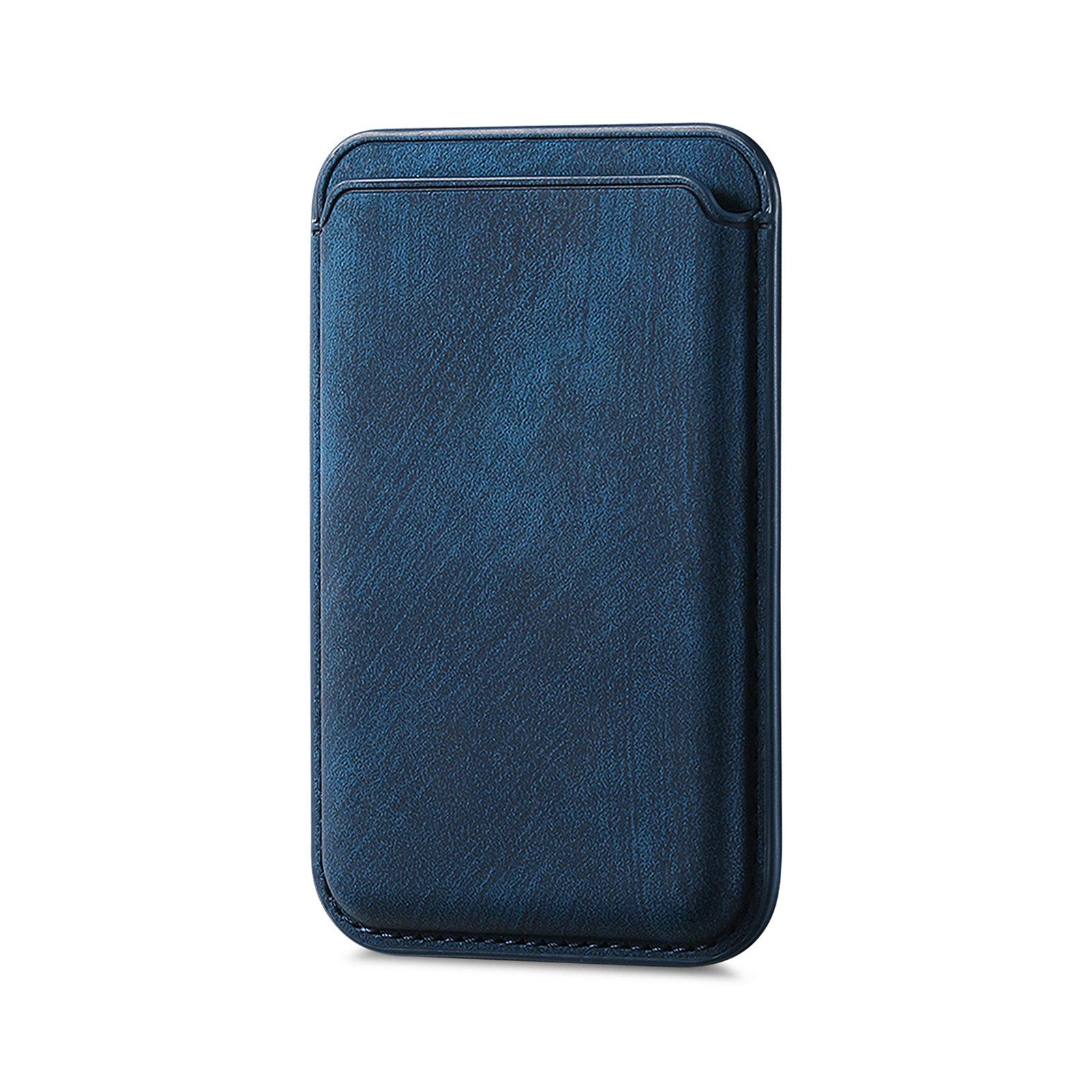 

Винтажный матовый кожаный магнитный держатель для карт для серии iPhone 12-17 - Тонкий кошелек MagSafe синий