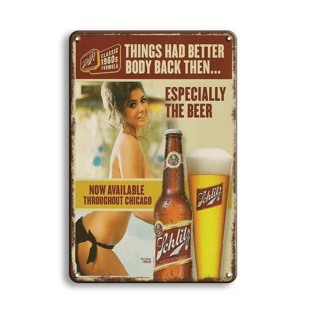 Metal Tin Signs Pinup Girl Beers Wall Decoration Plaque Vintage Art Poster Iron Painting for Man Cave Home Cafe Garden Club Bar