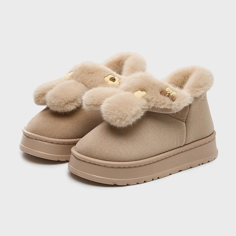 

Зимние женские домашние нескользящие теплые уличные угги с кроличьими ушками, на высокой подошве, утолщенные, полностью из хлопка 40-41 (suitable for 39-40 feet) абрикосовый