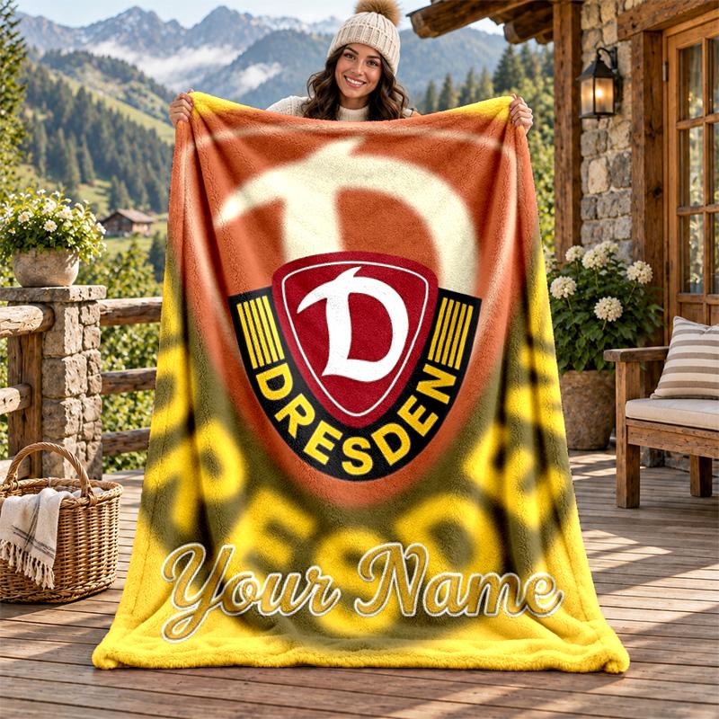 Dynamo Dresden Custom Name Flannel Blanket Personalized Soft Warm Plush Throw Blanket Customized Gift for Family Friends