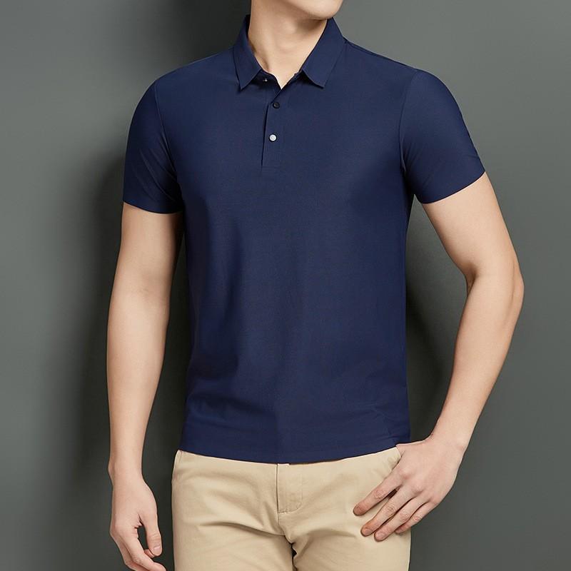 

Ice Silk Летние мужские рубашки поло с коротким рукавом, рубашки для гольфа, модные деловые повседневные мужские топы, футболки, поло 5XL темно-синий