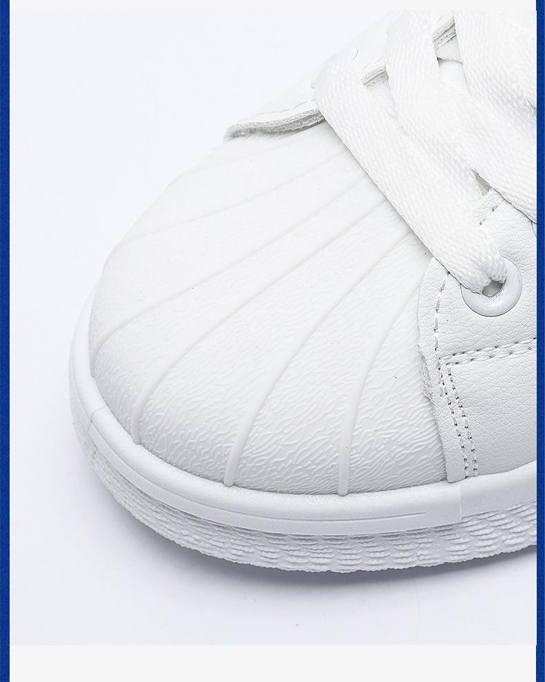 2022 Spring & Autumn Women's White Leather Shell Toe Sneakers - Casual All-Match Flats