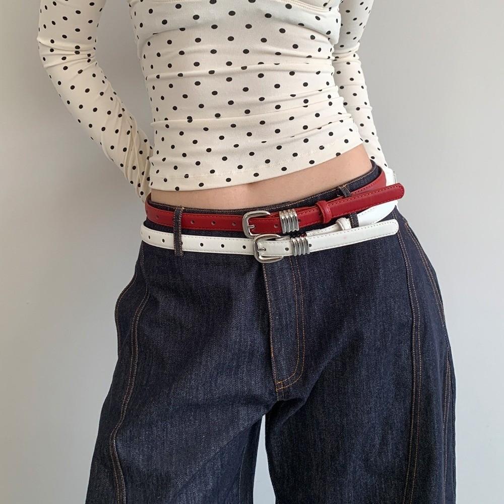 Thin Women's Belt PU Leather Dress Jeans Belt Fashion Waist Belt  Spicy Girls