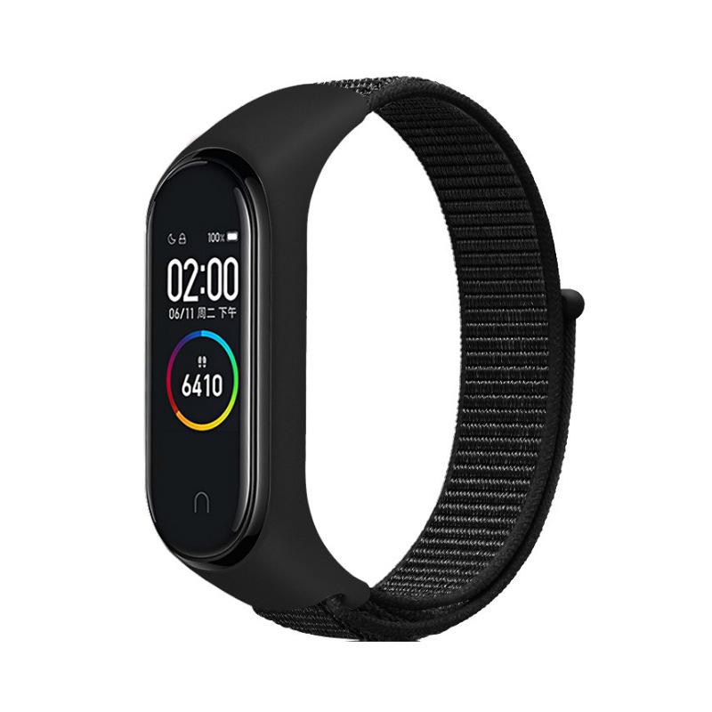 

Нейлоновая петля для Xiaomi Mi Band 9 8 7 4 3 5 6 умных часов браслет спортивный Correa дышащий сменный браслет на Miband 6 8 ремешок Fro Mi Band 7 6 5 4 3 чёрный