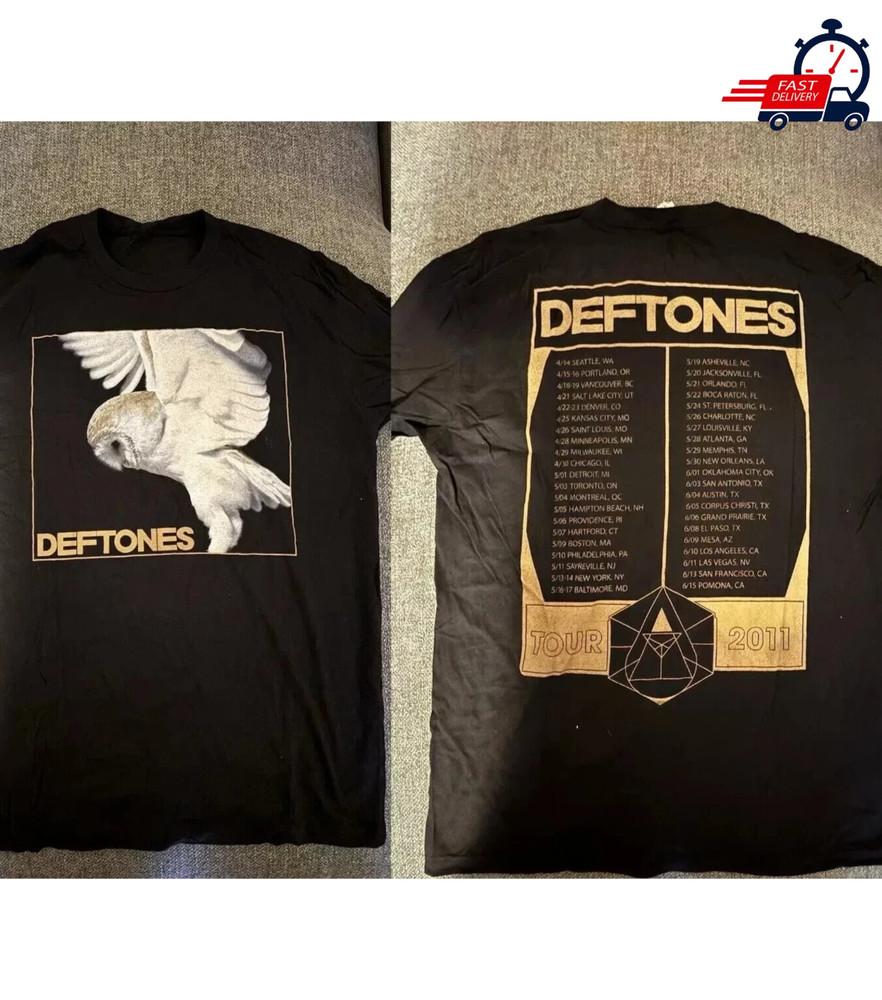 Deftones Band Tour 2011 2 Side Diamond Eyes Black Unisex T shirt Reprint S5XL Unisex T-Shirt XXL