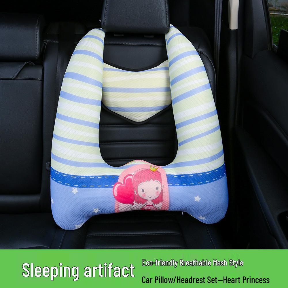 Children's Cartoon Car Headrest Neck Pillow & Lumbar Support Cushion