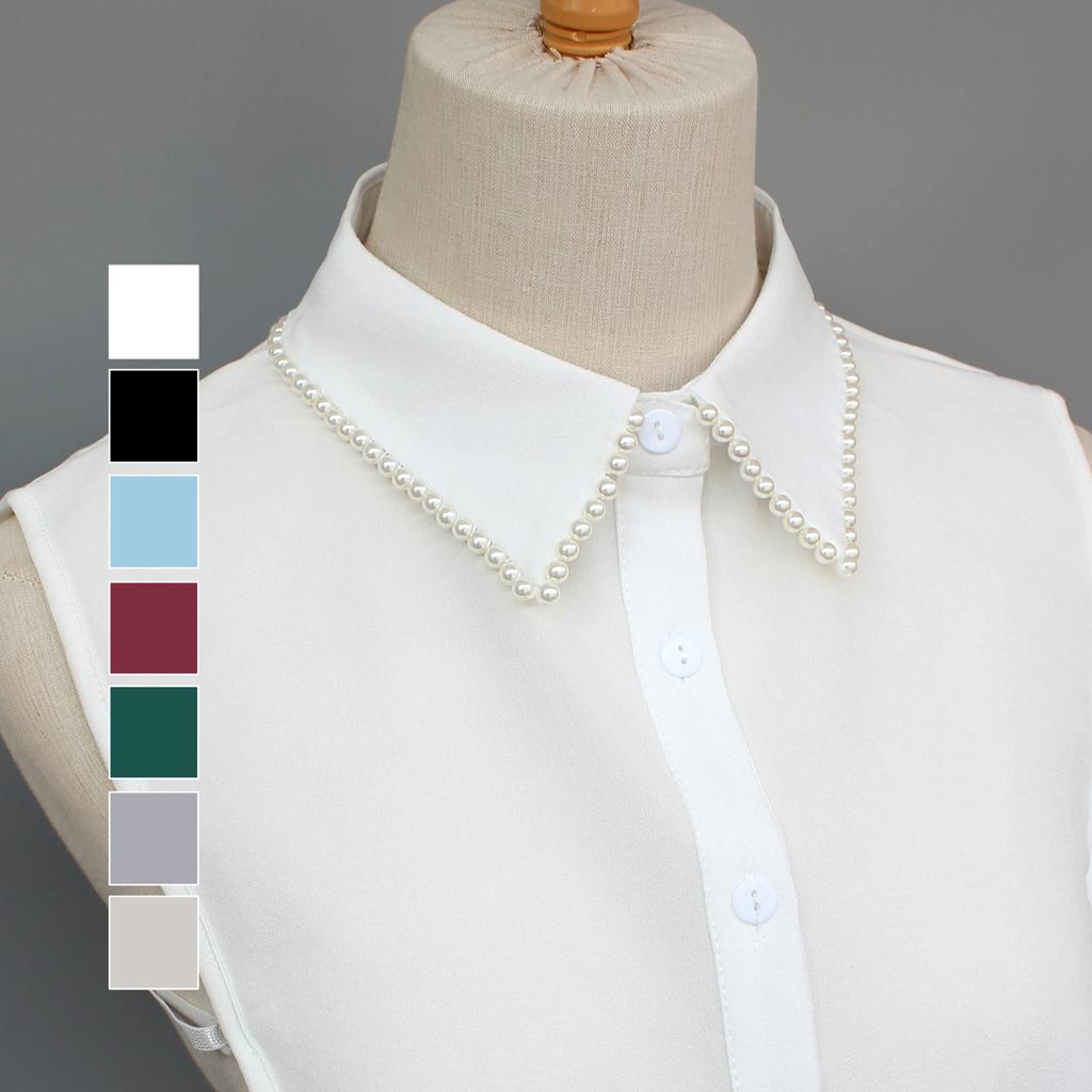 Exquisite fake collars with hand-sewn pearl embellishments. These decorative collars are unique, versatile, and detachable. The