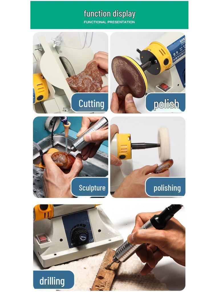 Multi-Functional Electric Bench Grinder: Jade, Woodworking Polisher, Engraver, Cutter, Drill.