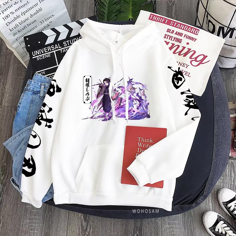 Funny Anime Demon Slayer Kochou Shinobu Hoody Pullovers Women/Men Harajuku Beautiful Girl Fashion Streets Winter Warm Sweatshirt