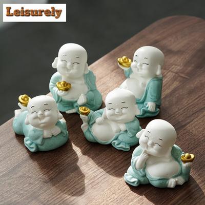 Zen Inspired Maitreya Buddha Ingot Tea Pet Antique Flowerpot Landscaping Tea Figurine Play Toys Tea Statue Ornaments Teaware