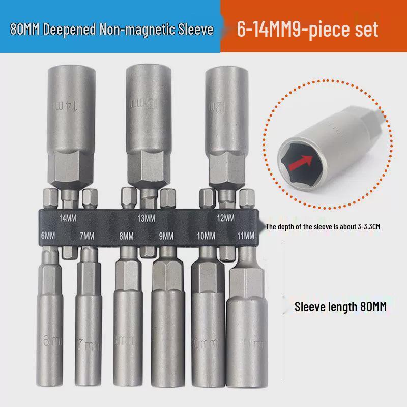 Hexagonal Handle Electric Screwdriver Set, 6.35mm Socket, Metric & Imperial, 9/14 Piece.