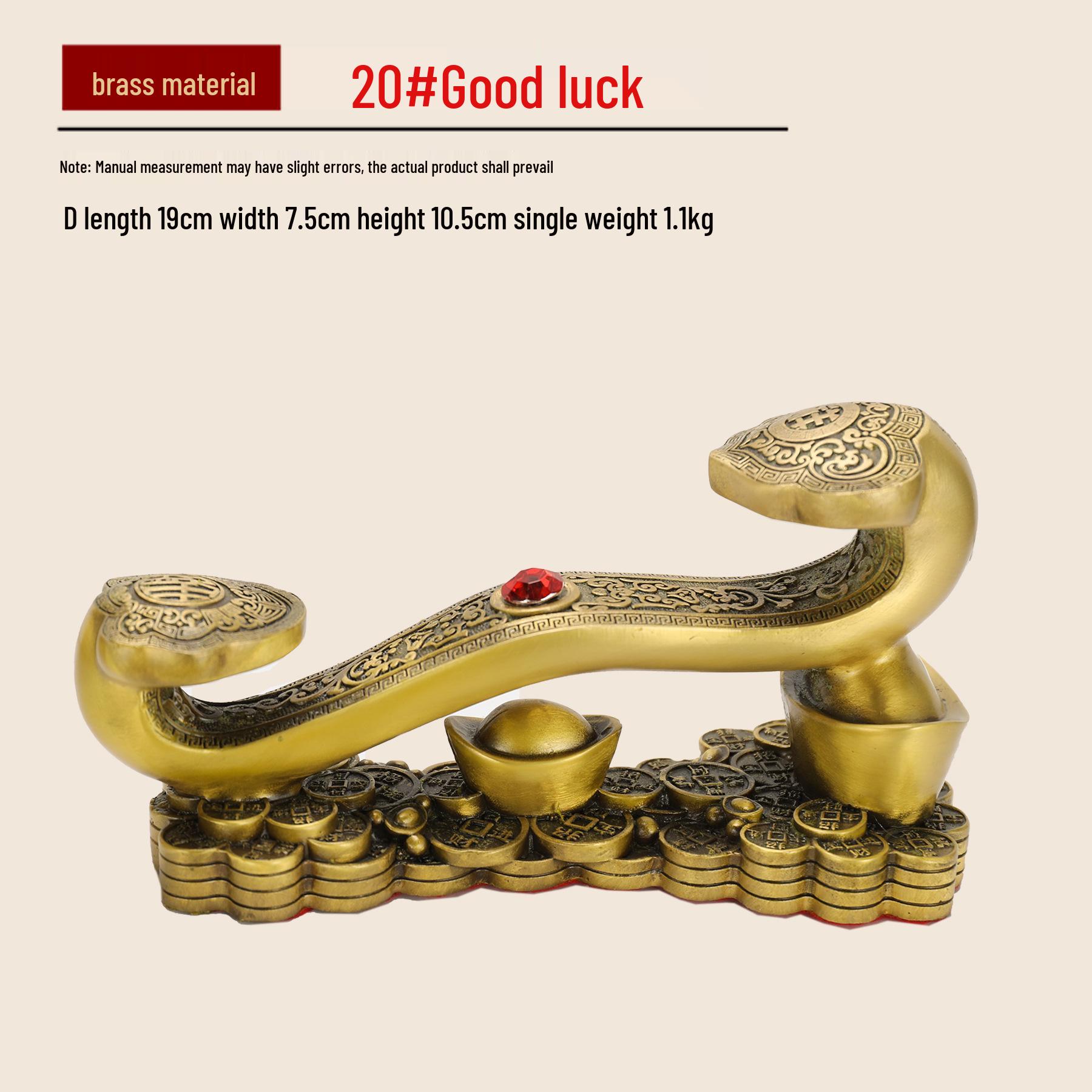 

Chinese Style Copper Ruyi Ornament for Wealth and Good Fortune - Perfect for Living Room, Housewarming, or Reception Desk