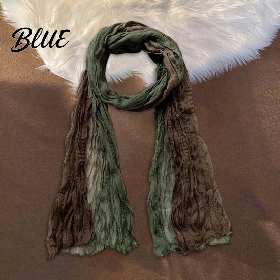 Unisex Fashion Shawl Neck Wrap Pleated Warm Gradient Design Scarf Two-Color Bow Tie Cold Weather