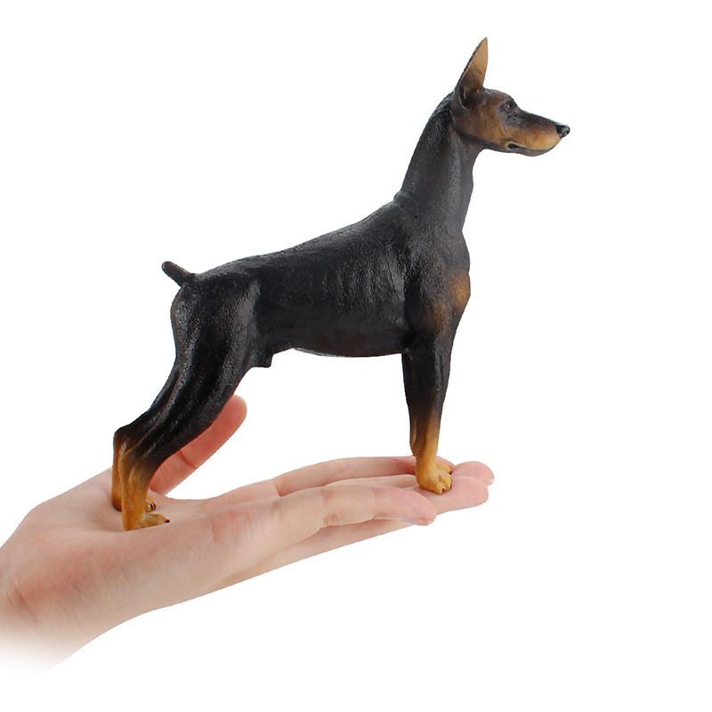 Childrens Pvc Black Doberman Dog Model For Farm Scene And Collectible Display