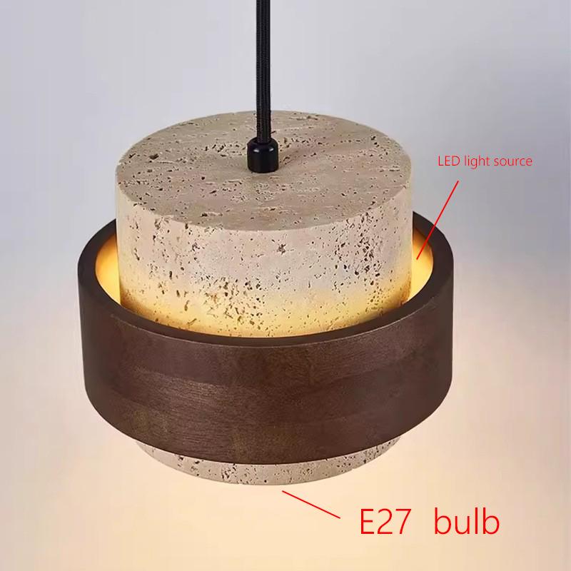 Yellow cave stone antique bedside bedroom pendant light, high-end Wabi Sabi style American retro bar counter, study room, restau