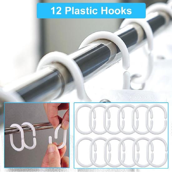 Shower Curtain Liner with 12 Plastic Hooks, 72x72 Inch Plastic Shower Curtain Liner for Shower Stall & Bathtubs, Bathroom Curta Shower Curtain and