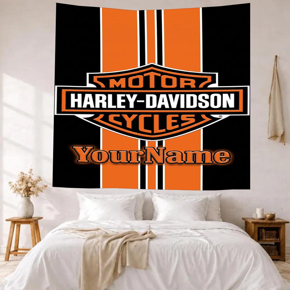 Harleydavidson Motorcycles Custom Your Name Wall Decor Tapestry Art For Pet Memorial Birthdaywedding Party Backdrop Family Gift
