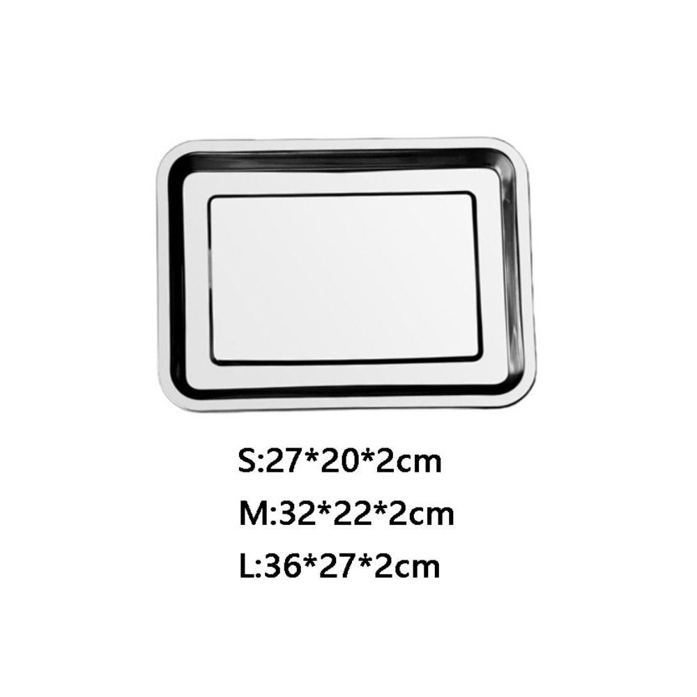 Thickened Barbecue Tray Rustproof Baking Pan Stainless Steel Rectangular Dinner Plate  Canteen
