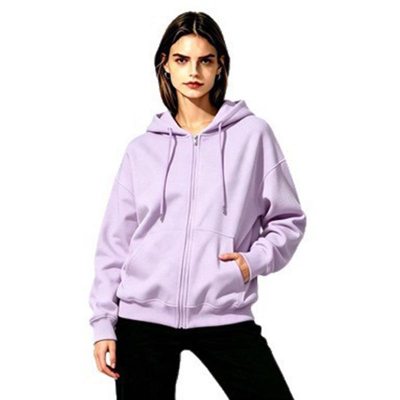 Colorful Loose Fit Zipper Hoodie Sweatshirt