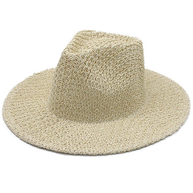 High Quality Panama Straw Fedora Hat With Wide Brim For Sun Protection And Casual Outdoor Style