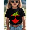 Children Crew Neck Short Sleeve T-Shirt with Artistic Strawberry Print