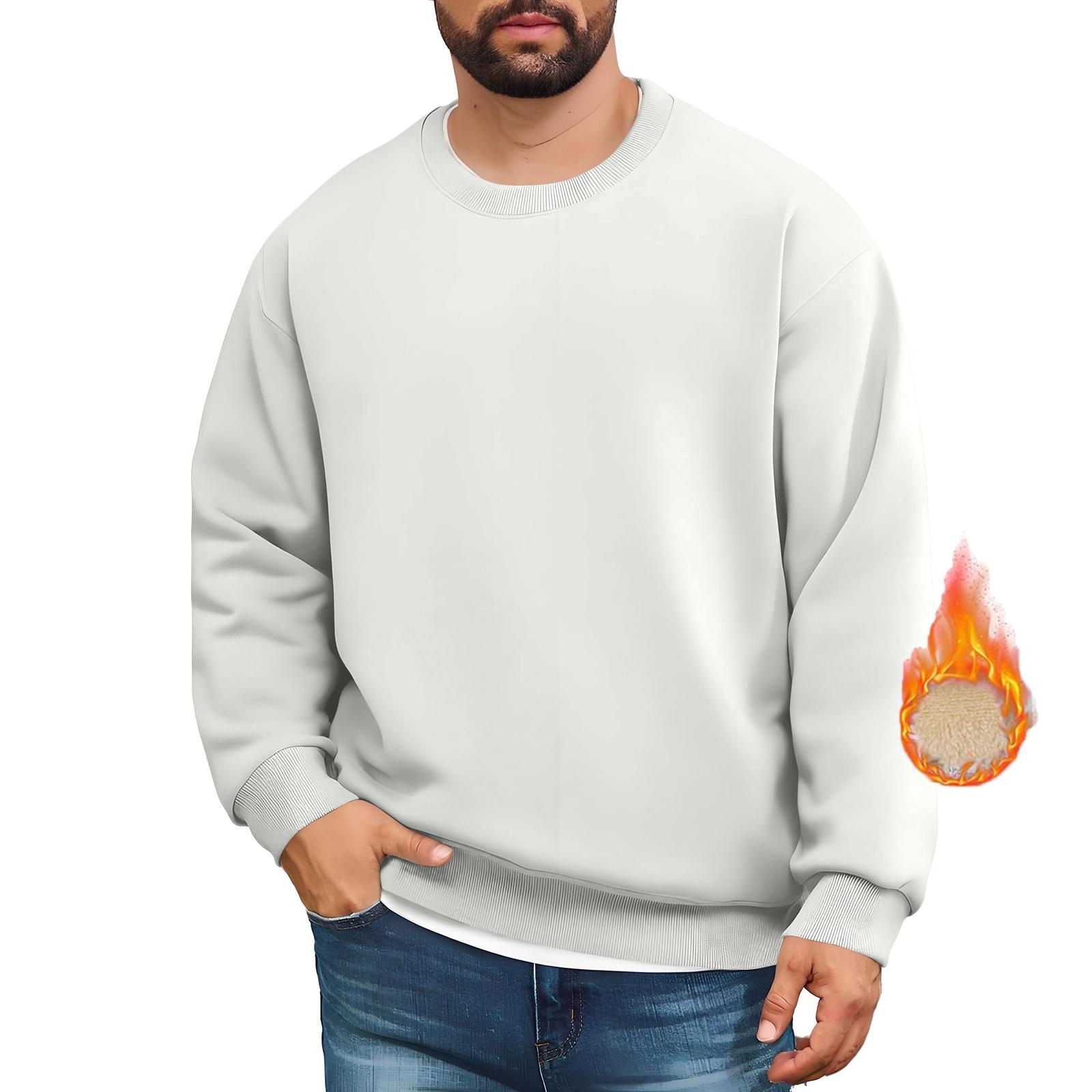 

Мужские толстовки на подкладке Премиальные толстовки из флиса большой плотности Пуловеры Толстые термотолстовки XL белый