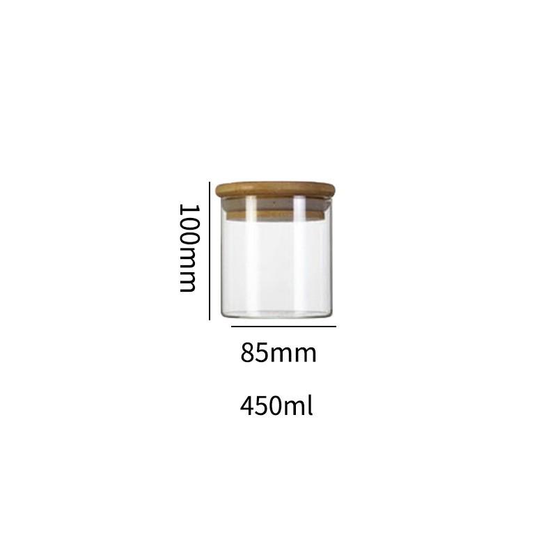 New Arrival High Borosilicate Glass Storage Jar with Bamboo Lid – Moisture-proof, Round, Transparent Tea Canister. 450ml - 1200ml