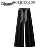 Si Bai She Women's Elastic Waist Draping Straight-Leg Pants