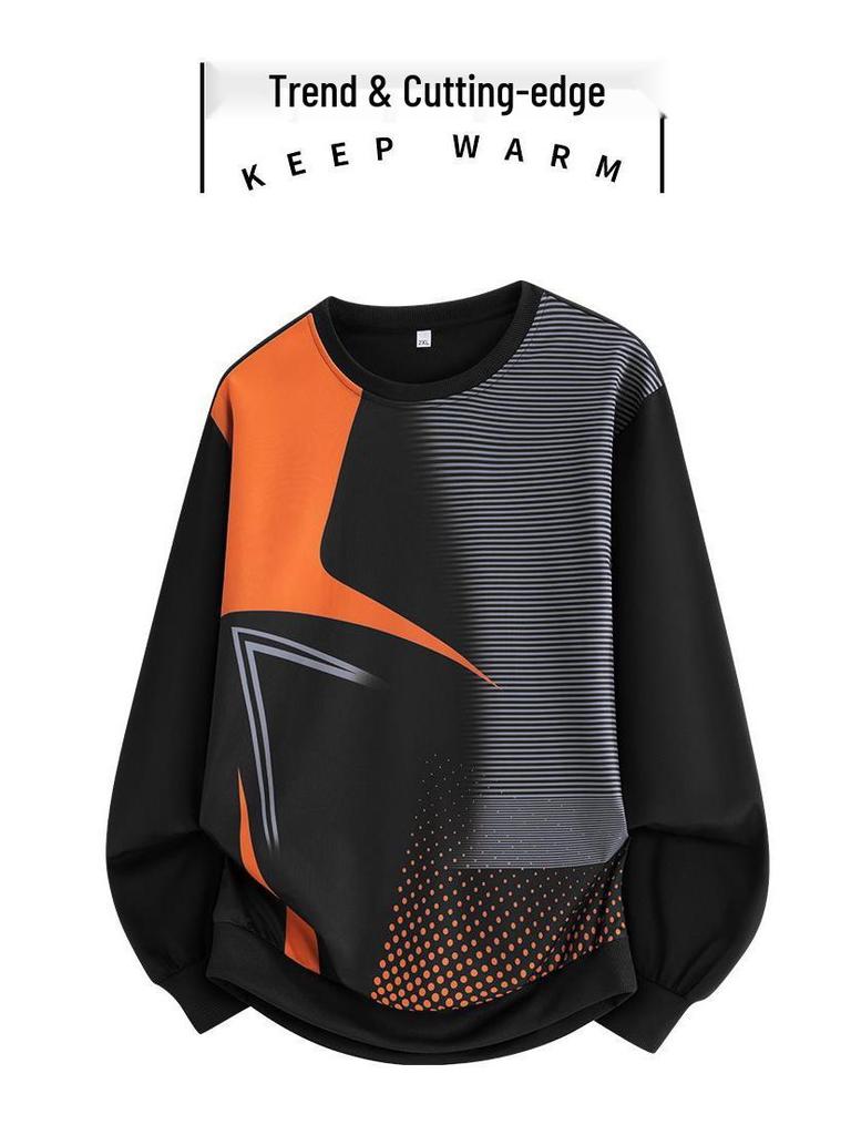 Men's Gradient Casual Round Neck Long Sleeve Hoodie for Spring and Autumn