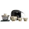 Hand-Painted Wood Ash Glaze Portable Ceramic Tea Set