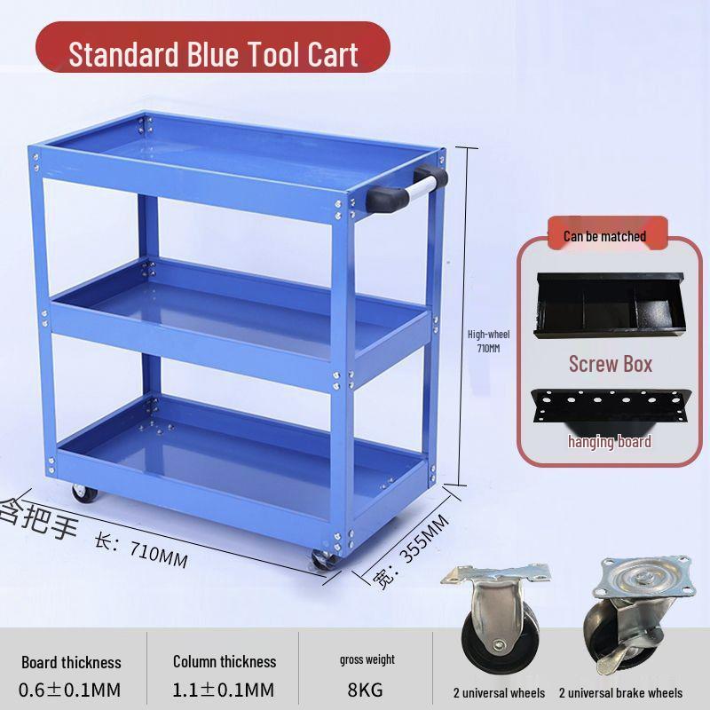 Multifunctional Three-Layer Mobile Tool Cart for Auto Repair and Home Use