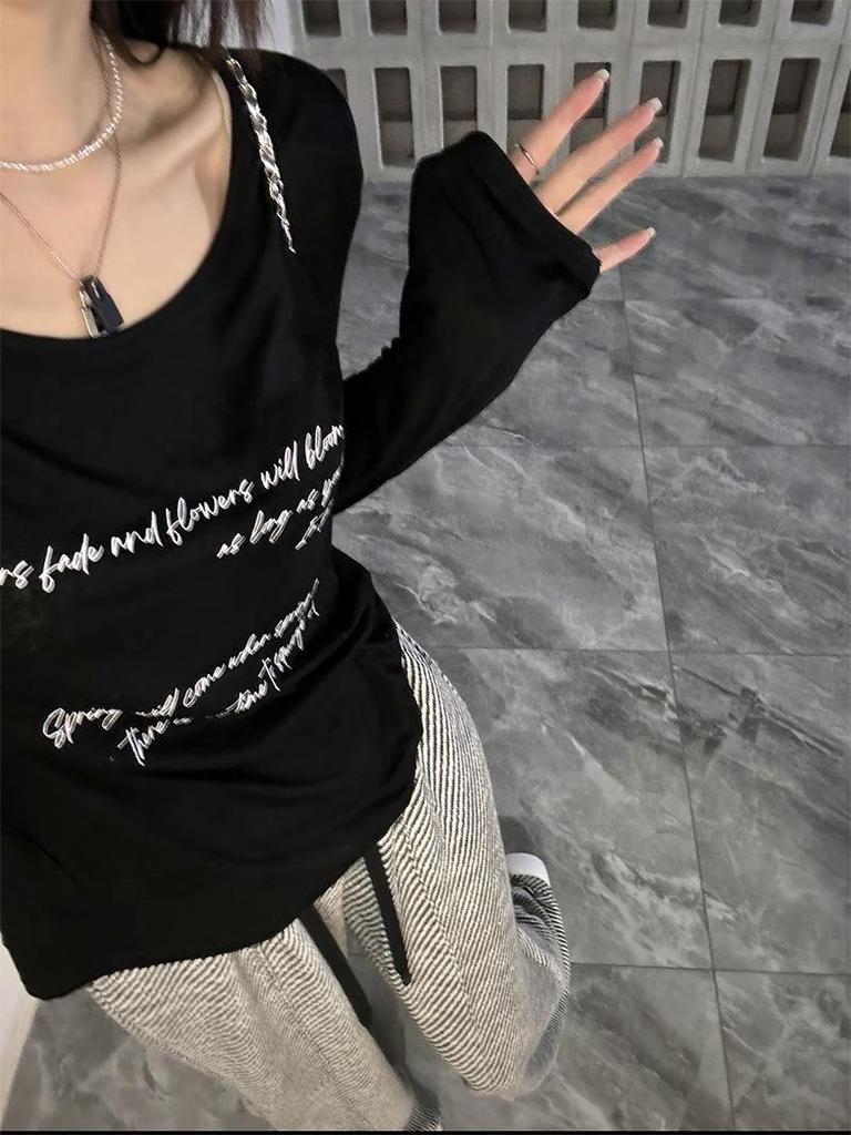 Korean Style Sheer Long Sleeve Letter Print T-Shirt Cardigan for Women - Casual Lightweight Sun Protection