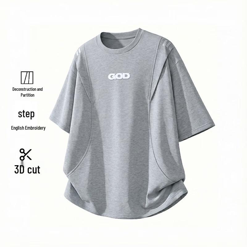 

MEDE Men s Embroidered Deconstructed Loose Fit Short Sleeve T-Shirt L