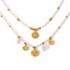 Euro-American Style Pearl Chain Stainless Steel Sunflower Pendant Necklace for Women, High-end Accessory and Outfit Jewelry