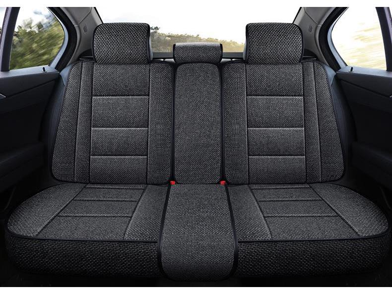 Universal Full Coverage Leather Car Seat Cushion and Linen Cover
