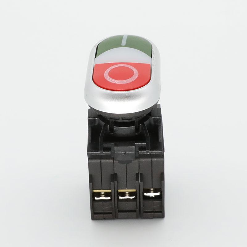 22mm Illuminated Double Head Momentary Push Button Switch 12V 24V 220V LED Lamp Silver Contact Spring Return 1NO1NC Switch LAK42