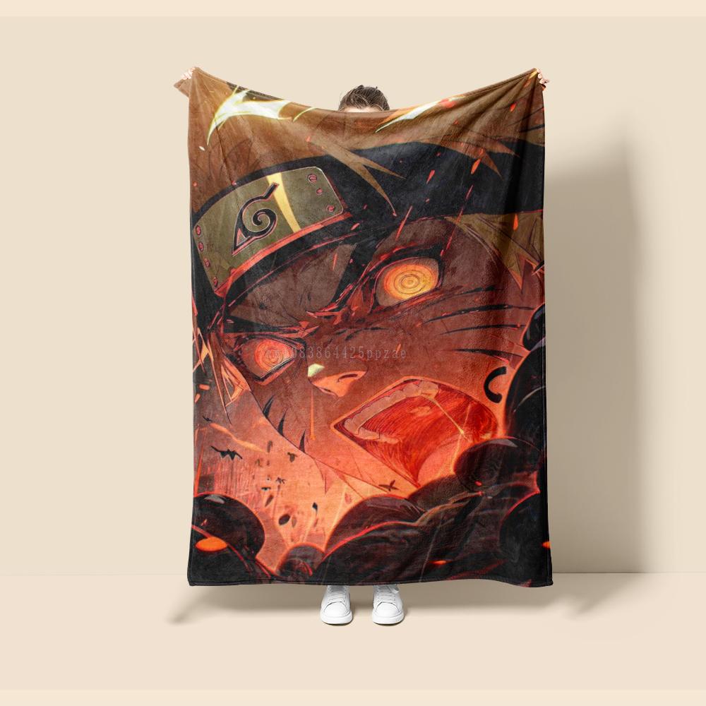 Flannel Naruto Cartoon Seasonal  Blanket. Use for Sofa, Bed, Living Room, Travel Picnic, Thin Blanket Kids Gift