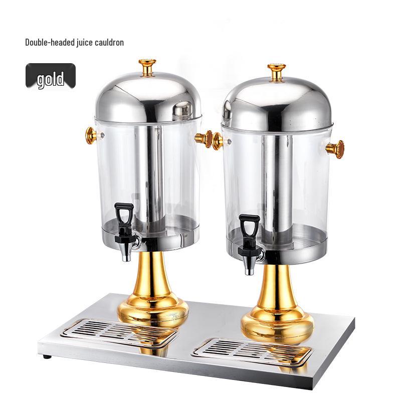 Stainless Steel Buffet Juice Dispenser with Faucet - Large Capacity Cold Drink Machine, Single or Double Head Options