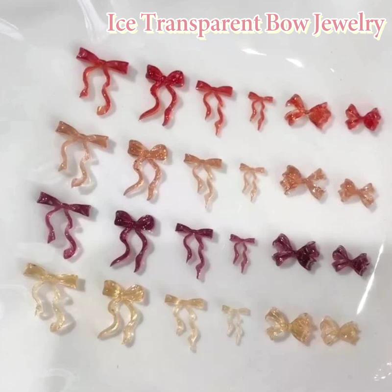 30pcs Resin Line Bowknot Bow Tie Ribbon Nail Art Decorations DIY Manicure Rhinestones Accessories