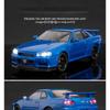 1/24 Nissan Skyline GTR R34 Rychle a zběsile Kovový model auta Zvuk Světlo Sběratelská miniatura Voiture Diecast Hračka Vozidlo Chlapec C342