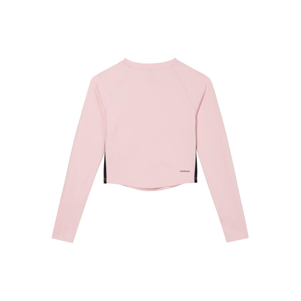 Adidas Dance Aeroready Logo Graphic Quick-Dry Sports Leisure Long Sleeve T-Shirt Women Tops Pink JJ3600