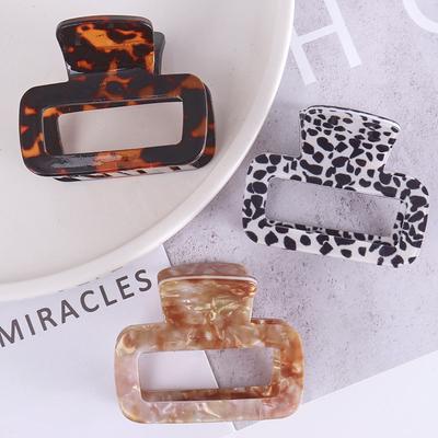 New Hair Clips for Girls Geometric Hollow Out Square Hair Claws Elegant Marble Pattern Women Hair Clips Hair Accessories