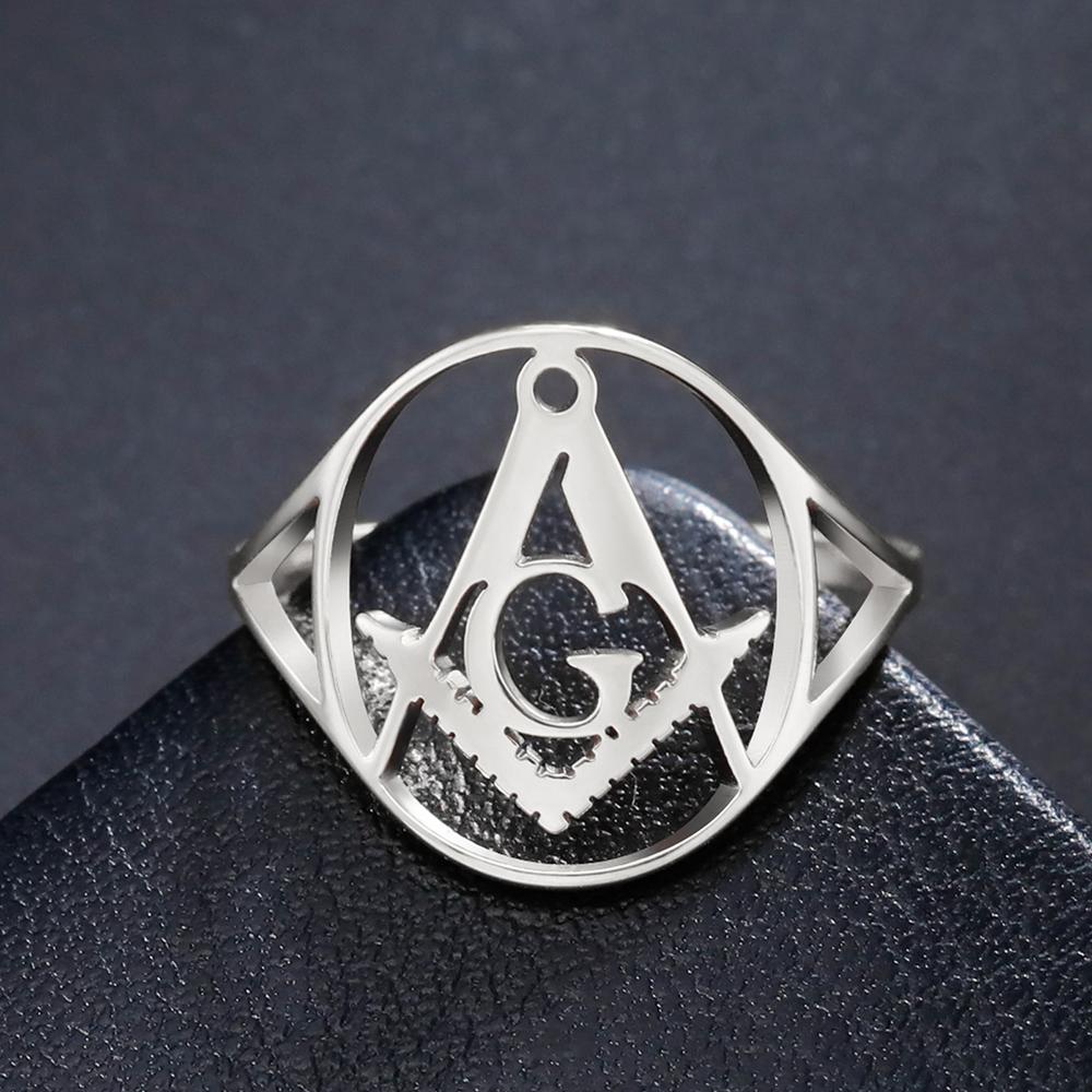 Dawapara Masonic Ring for Men Mason Ring Masonic Freemason Symbol Ring Vintage Retro Religious Amulet Stainless Steel Jewelry 7